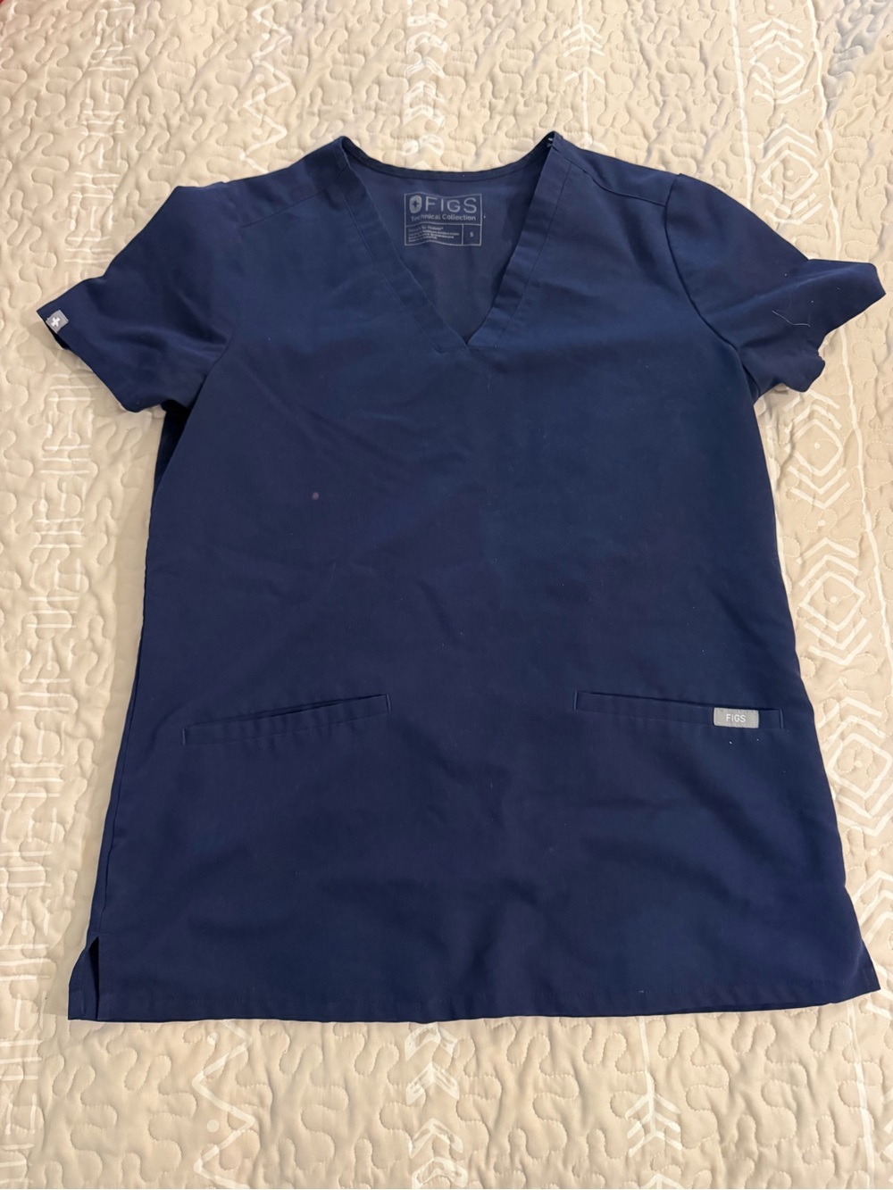 Figs Navy V-Neck Scrub Top